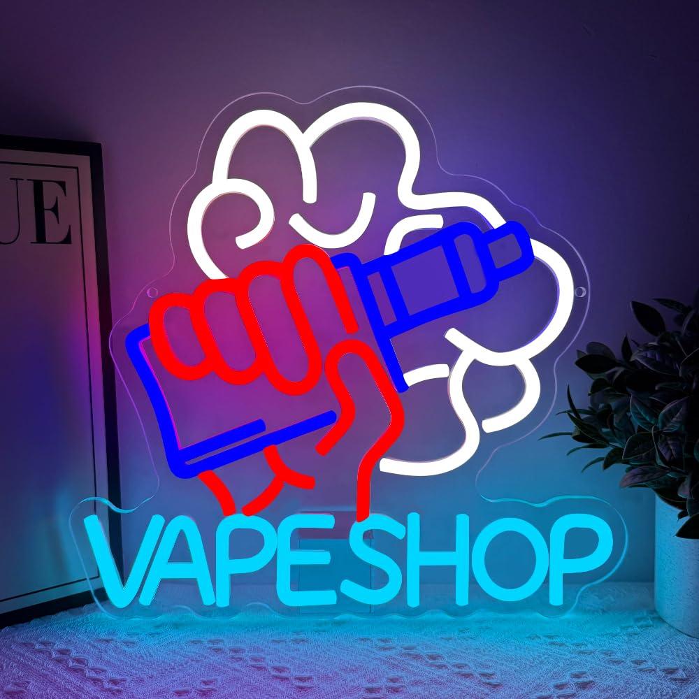Neonreclame voor een vape-wink - Vaping Store recensie en prijs